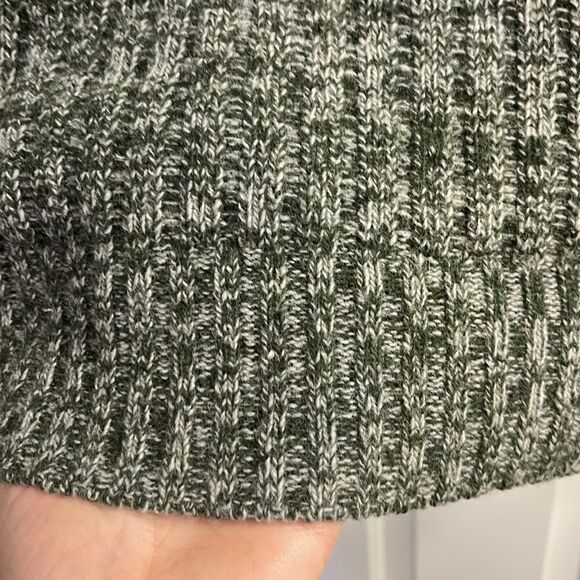 Lambs Wool Blend Heather Green Long Sleeve Cable Knit Cross Cowl Neck Sweater-PL - Picture 11 of 13